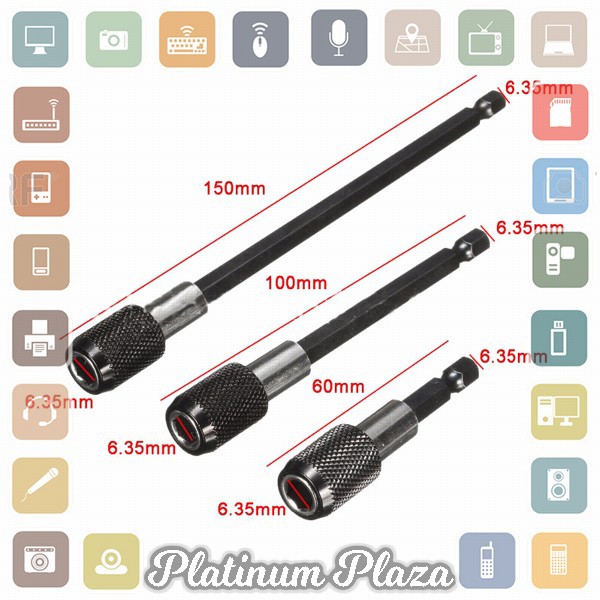 Obeng Hexagon Extension Rod Self Locking Post 3 PCS - HT43401-3P - Black`KPIS1V-