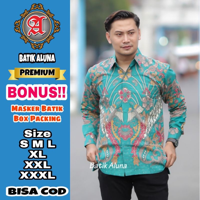 Baju Batik Pria Premium Lengan Panjang Full Furing Batik Solo Pekalongan Reguler Batik Aluna Baju Ke