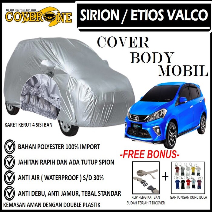 Selimut Sarung Body Cover Mobil Sirion Etios Valco / Mantel Penutup Mobil Sirion Etios Valco / Cover Mobil Outdoor Indoor / Selimut Mobil / Sarung Mobil / Cover Mobil Waterproof Anti Air Free Pengikat Ban