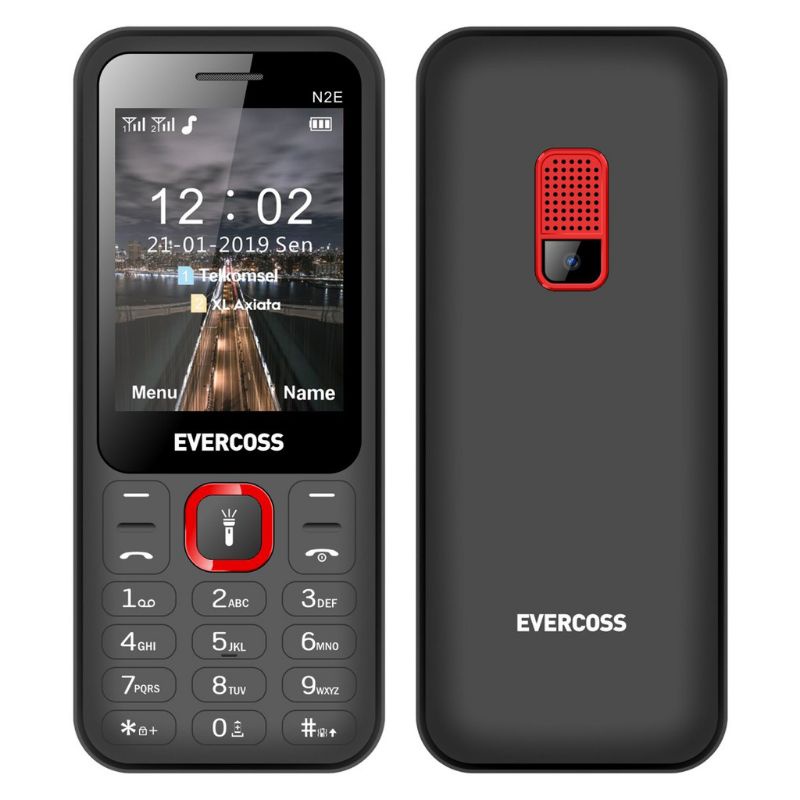 Evercoss N2E Handphone - Layar 2.4 inch - Dual Sim - Camera - Fm Radio-Abu