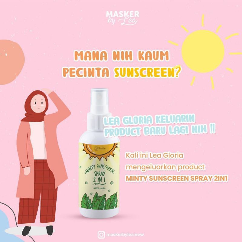 [BPOM] Lea Gloria Minty Sunscreen Spay 2in1 60ml | Sun Screen 2 in 1 by Lea Gloria 60 ml