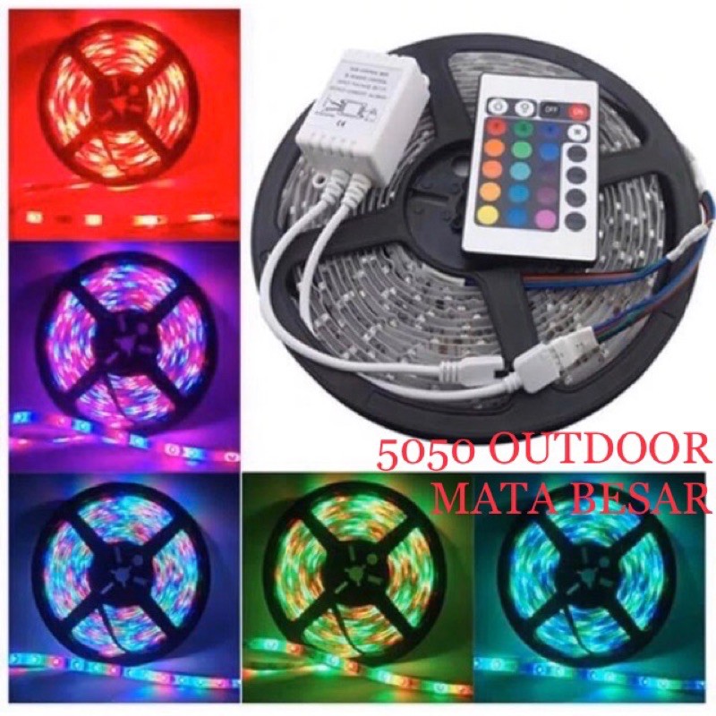 lampu led strip 5050 rgb warna warni lampu hias led strip 5050 rgb remote outdoor led strip set 5m