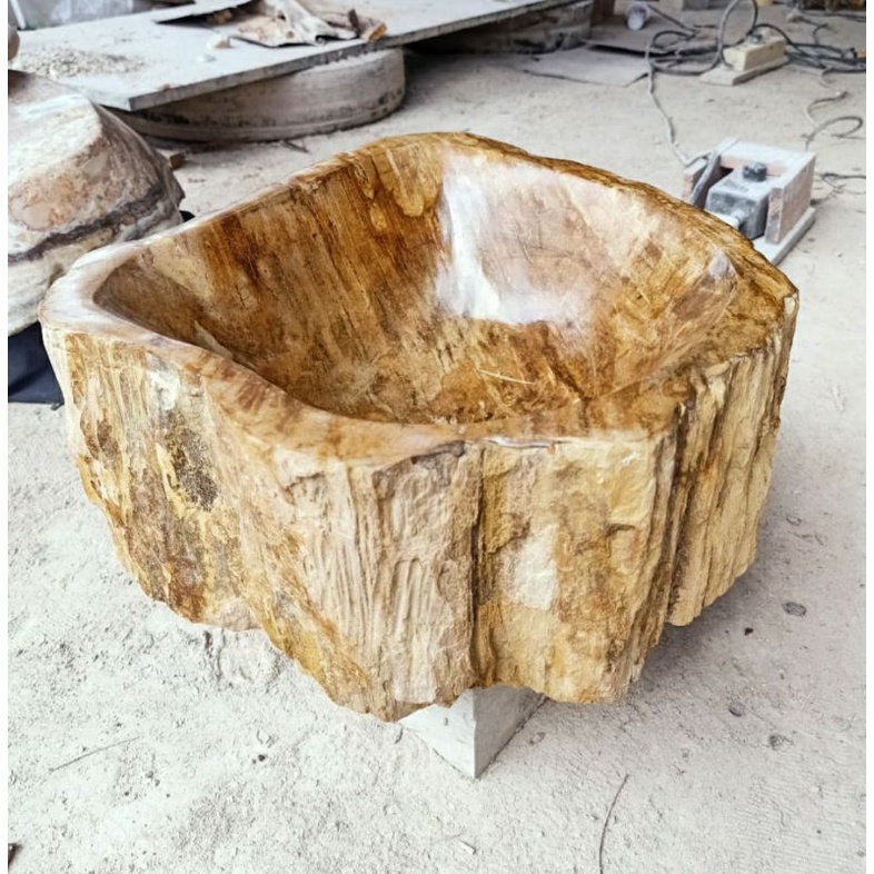Wastafel Batu Fosil Kayu