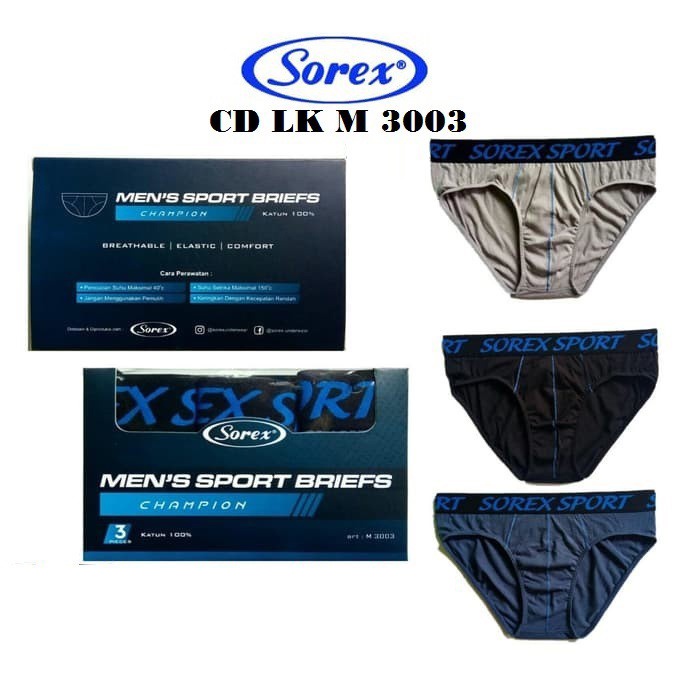Celana Dalam Pria Sorex M3003 [3pcs] | CD Sorex pria | Celana Boxer | Boxer Sorex
