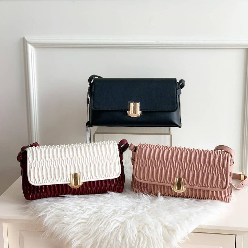 PEDRO Quilted Shoulder Bag with Precious Stone Closure