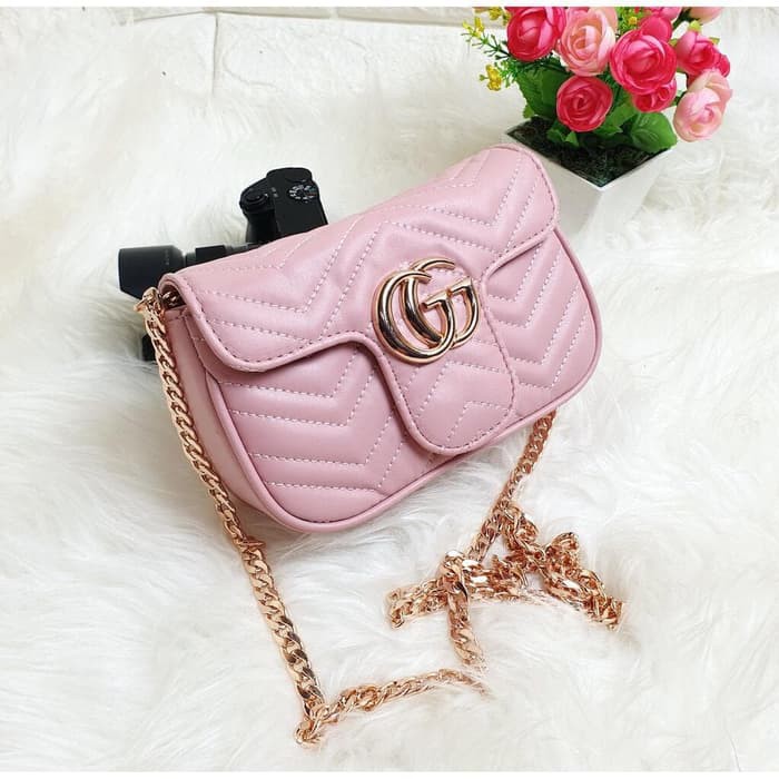TAS WANITA IMPORT TAS GUCCI NAGITA BABY / GUCCI GG MARMONT SUPER MINI - Merah