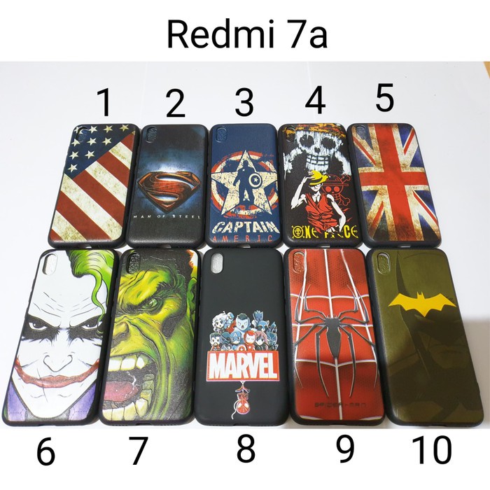 Case Hitam Superhero Redmi 7a / Soft Case Xiaomi Redmi 7 a Black Case Pria