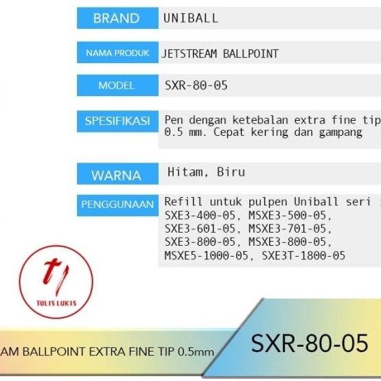 

♛ REFILL JETSTREAM BALLPOIN UNI SXR-80-05 0.5mm TINTA HITAM BIRU - Hijau ✮