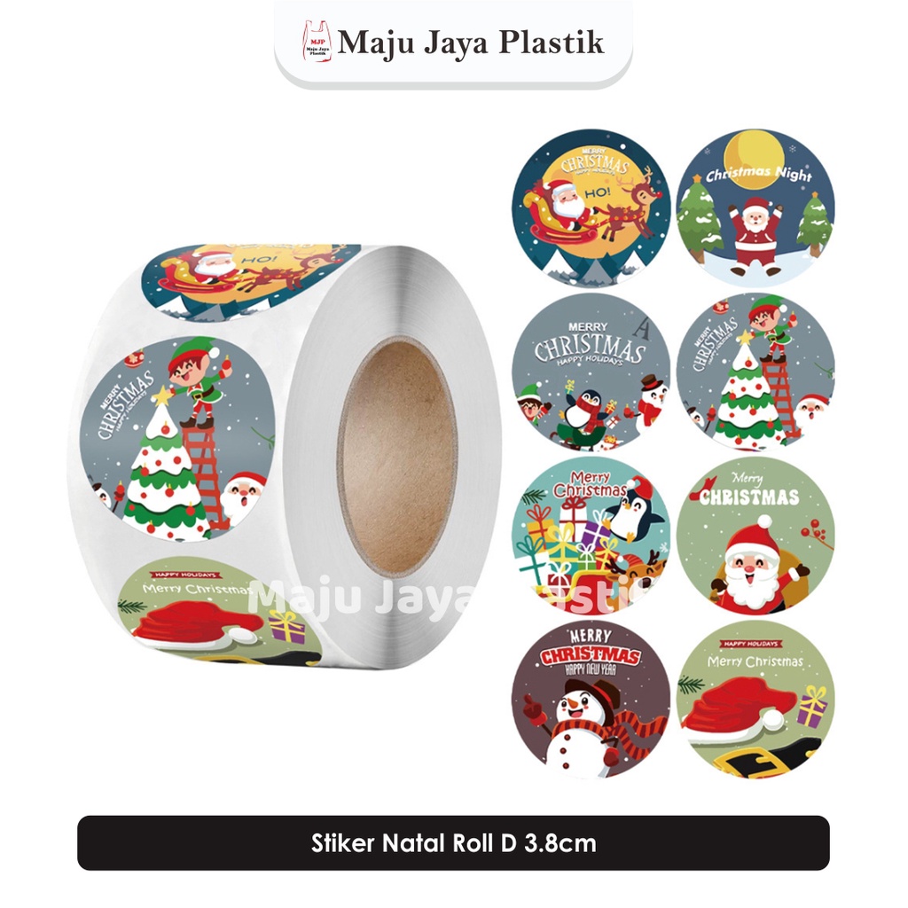 

Sticker Bulat Merry Christmas isi 10pcs D - 3,8 cm Label sticker christmas/ stiker natal