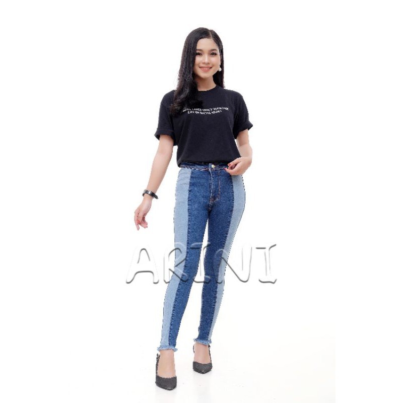 Highwaist Kulot Jeans Wanita Loose street