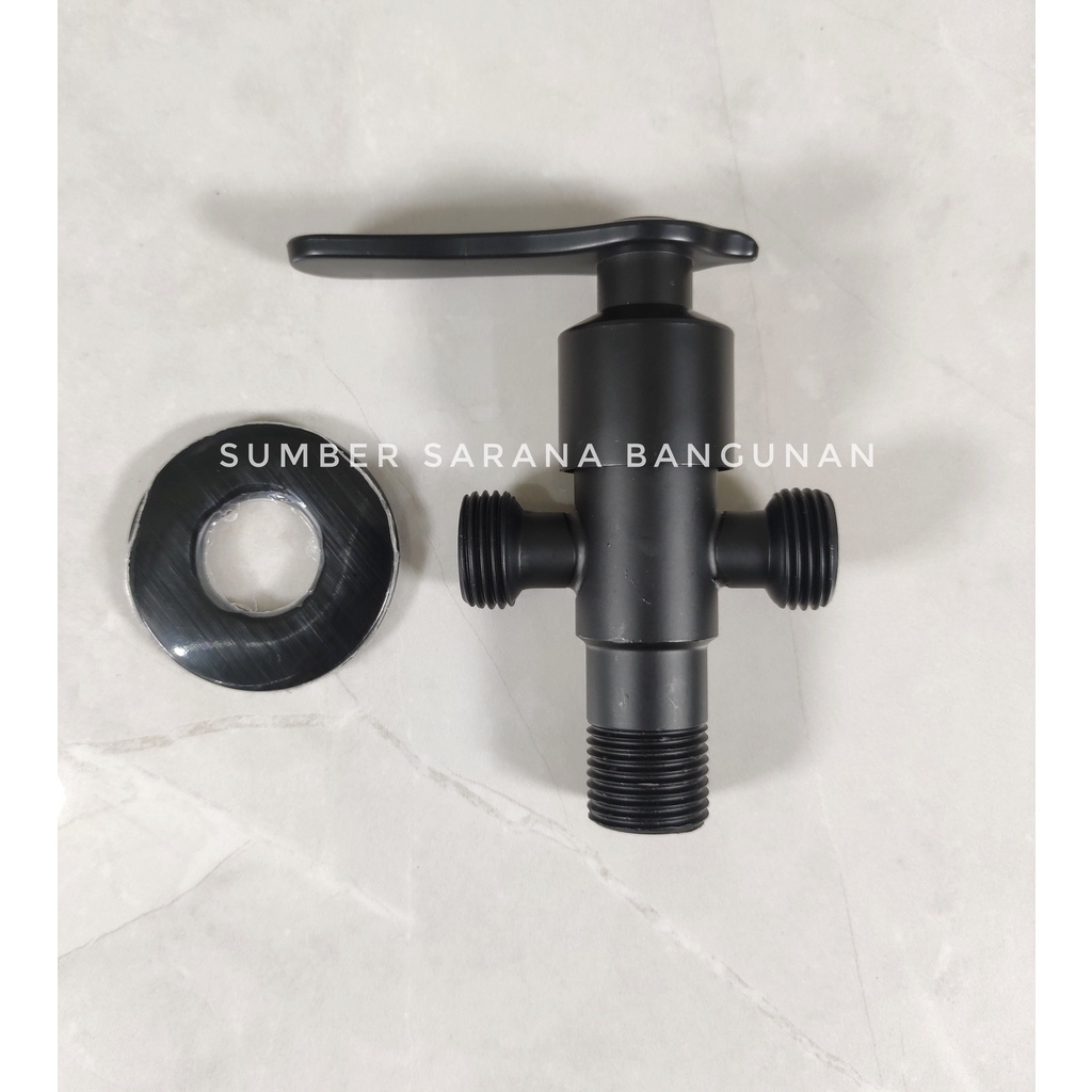 Stop Kran Double Stainless Hitam / Stop Keran Dobel Black Stenles