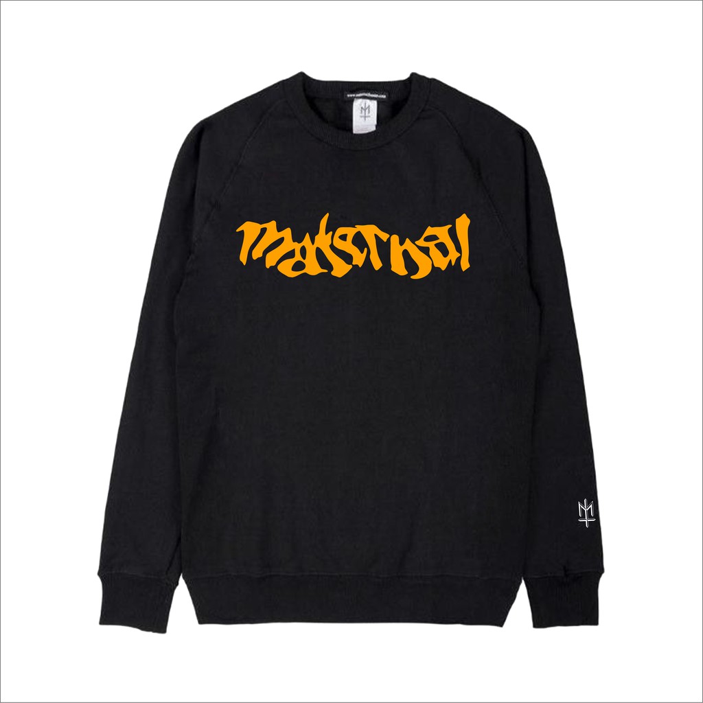 SWEATER CREWNECK MATERNAL HITAM LOGO PUTIH