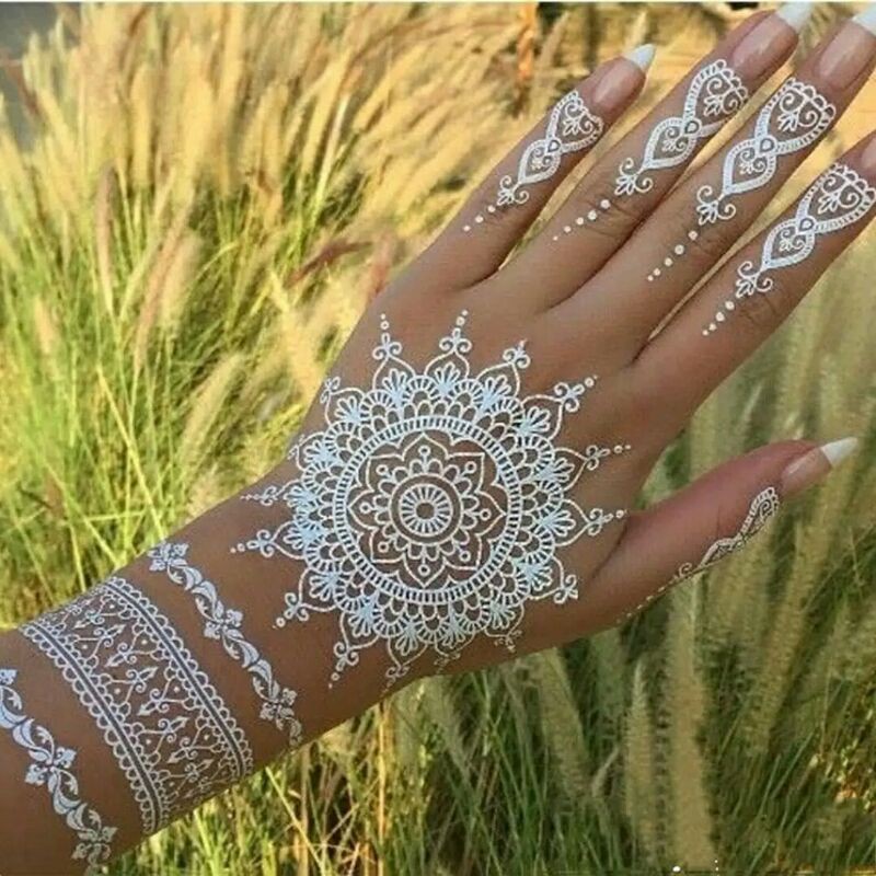 1 Lembar Tatto White Henna/Temporary Henna Tatto/Henna Tempel/Instant Henna/Red Henna Tatto/Henna Pengantin