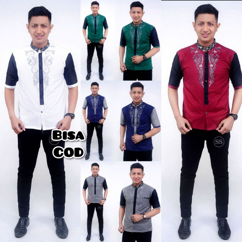 HOT PROMO BAJU KOKO KOMBINASI BATIK TERMURAH BAJU KOKO MURAH KOKO PRIA TERBARU