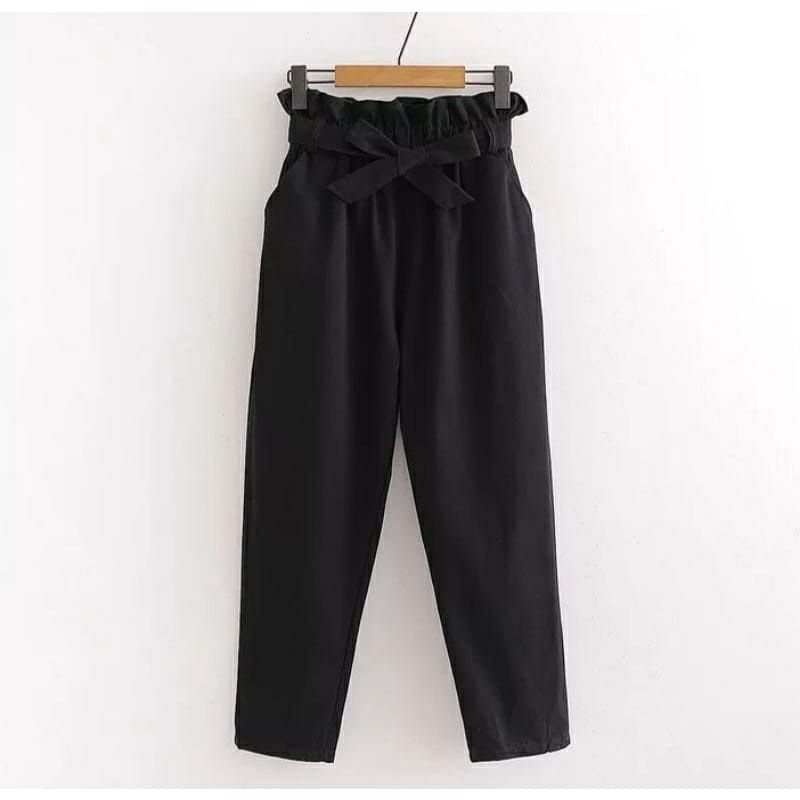 CELANA WANITA HIGHWAIST DINI PANTS LINEN MODEL PITA