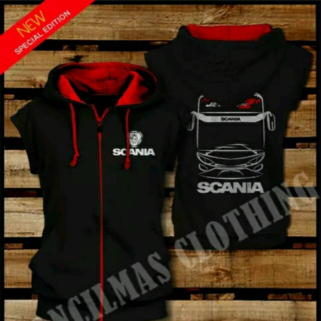 Jaket Rompi Scania JetBus 2Shd Warna Hitam - Merah
