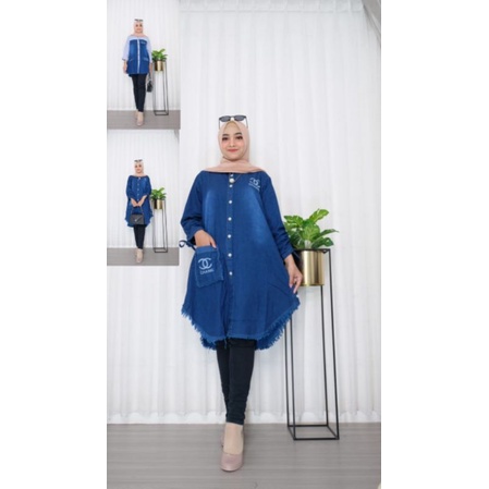 Baju muslim murah / atasan wanita terbaru A17 tunik wanita terbaru Murah kekinian bahan levis/jeans 