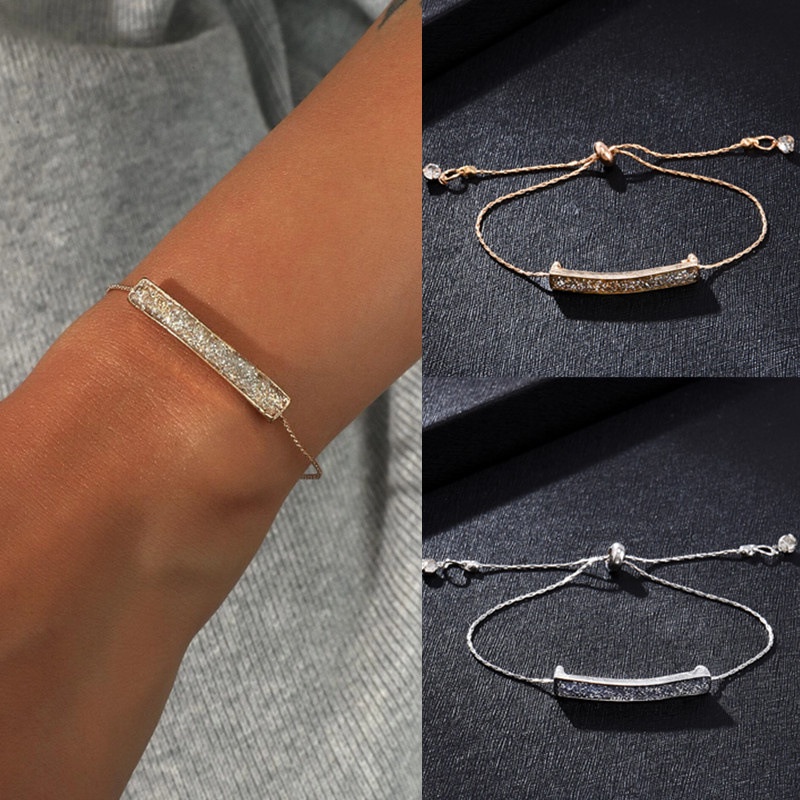 Korea Gelang Kristal Melengkung Aksesoris Gelang Pasangan Yang Dapat Disesuaikan Untuk Wanita Perhiasan Fashion Hypoallergenic ANTOP