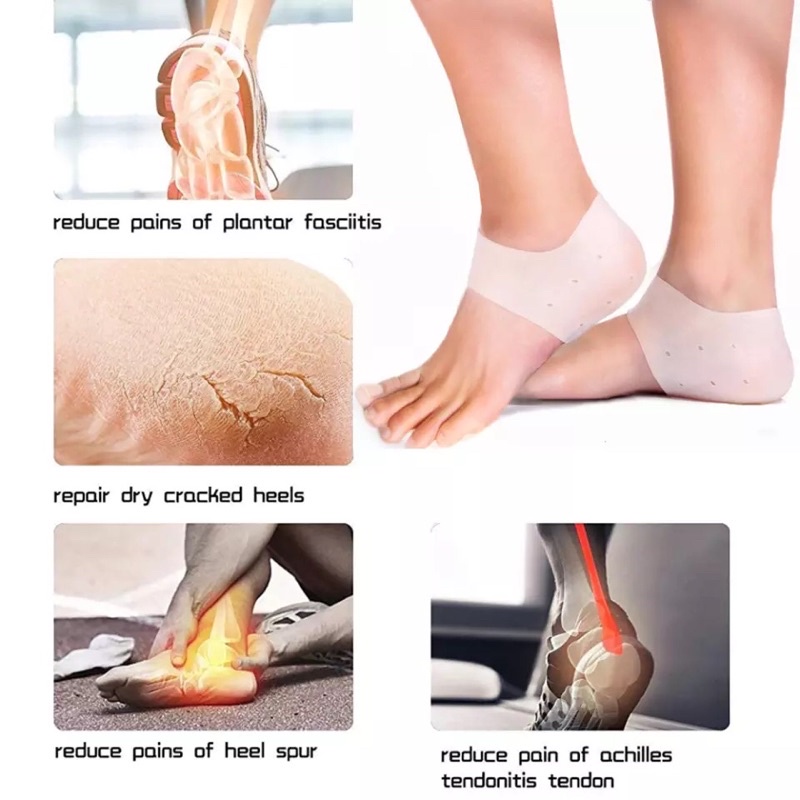 [BAYAR DI TEMPAT] 1 Pasang Silikon Insole Pad Untuk Pelindung Tumit TERBAIK - ANTI SAKIT &amp; Kaki Pecah