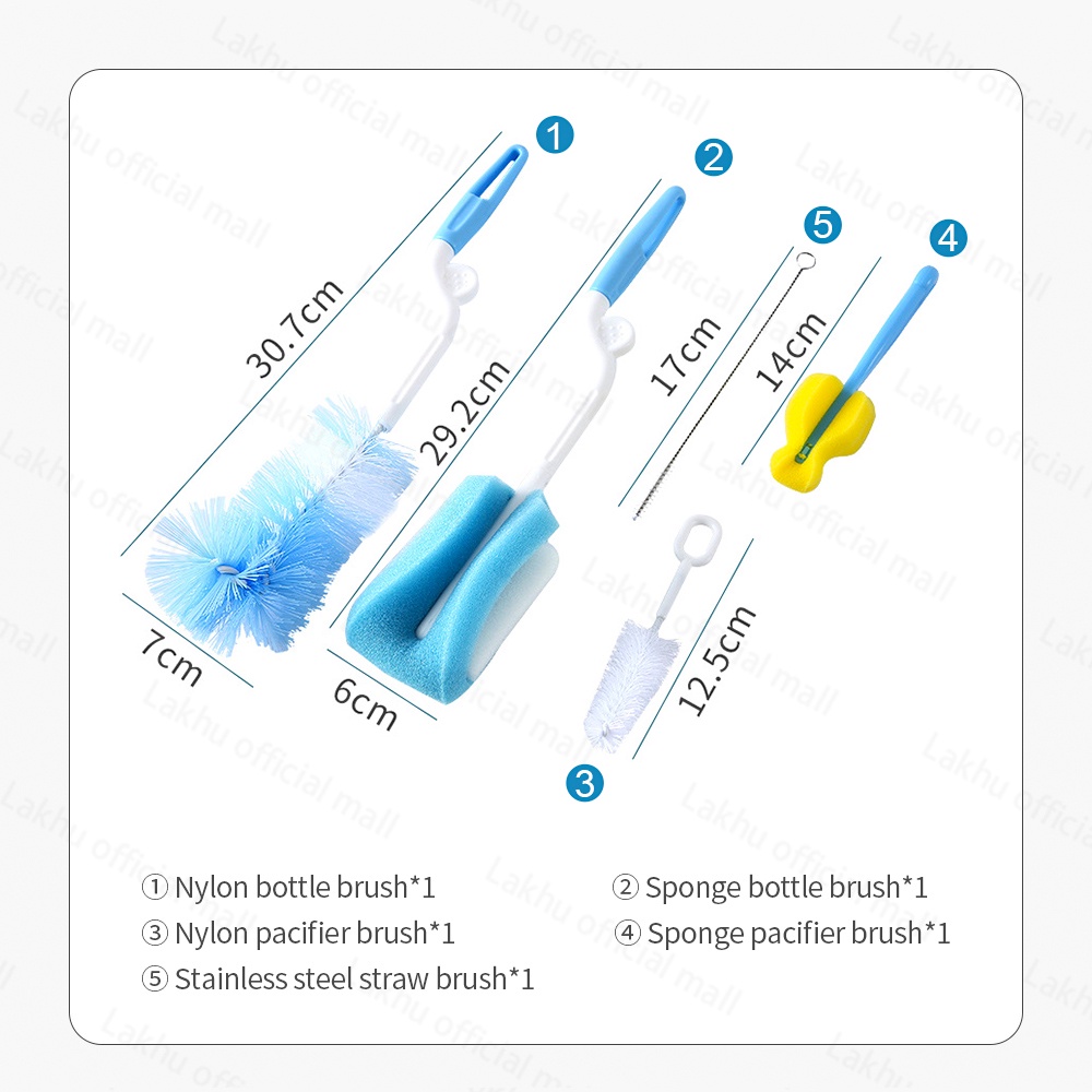 Lakhu sikat botol dot sponge spons pembersih dot spons pembersih botol 5pcs/set