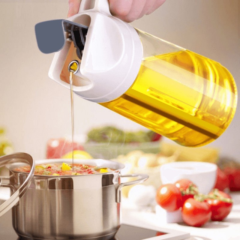 Botol Kaca Minyak Goreng 630ml Bottle Oil Pot Wadah Tempat Penyimpanan Bumbu Dapur Cuka Masak Kecap Saus (FREE LAP MICROFIBER)