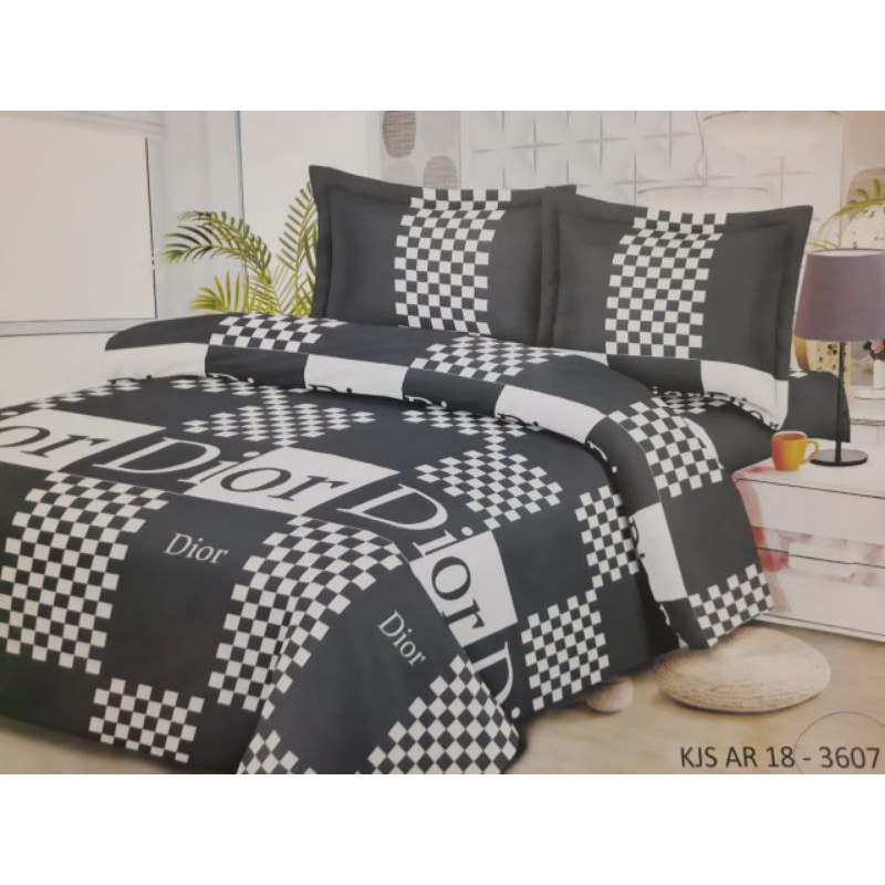 Bedcover set  murah motif hitam putih