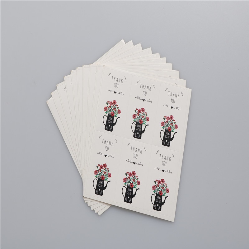 (Happy) 60pcs / Set Stiker Label Motif Tulisan Thank You + Bunga Untuk Dekorasi Kue / Hadiah