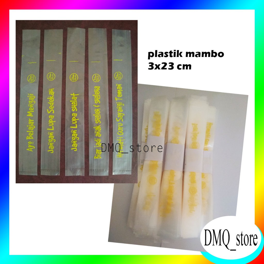 Plastik  Es Mambo 3x23cm kuning 100 pcs / Plastik Sablon / PLastik Es Pensil / Plastik Es / Plastik
