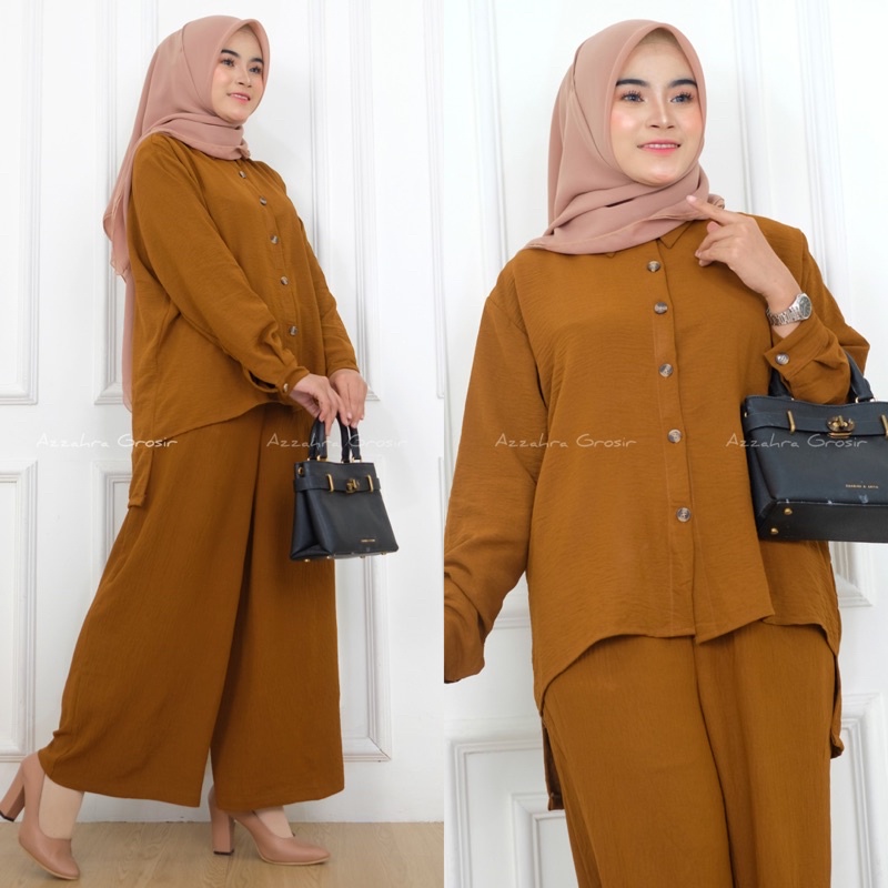 VIRA SET KULOT Ld116 - SetCel KULOT Crinkle Jumbo Oversize One Set Wanita / 365-6919