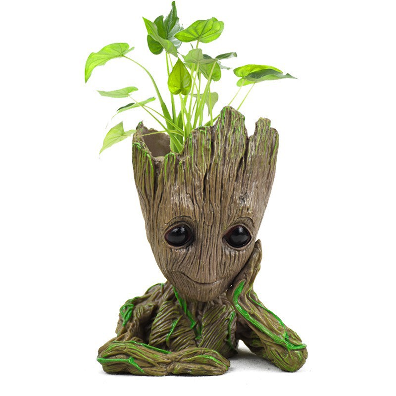 Pot Bunga Baby Groot Pot Bunga Planter Action Figure Manusia Pohon Model Mainan untuk Anak-anak Pemegang Pena Kreatif Taman Bunga Planter Pot