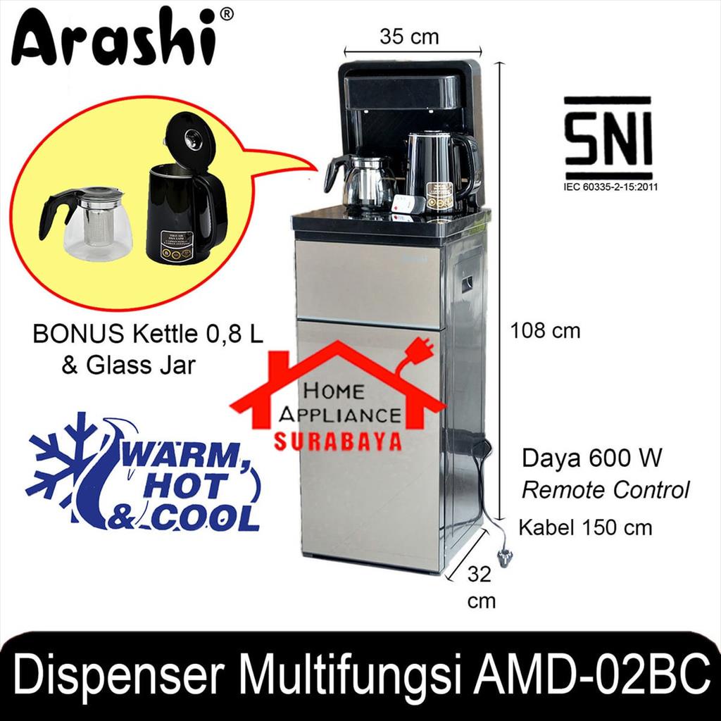 Arashi Dispenser Multifungsi 4 IN 1 Galon Bawah + Remote AMD 02 BC / AMD-02BC Hot Warm Cool Normal