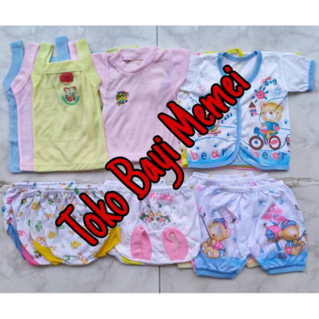 Paket baju bayi dan celana bayi MINI 3 isi 18 pcs bahan katun