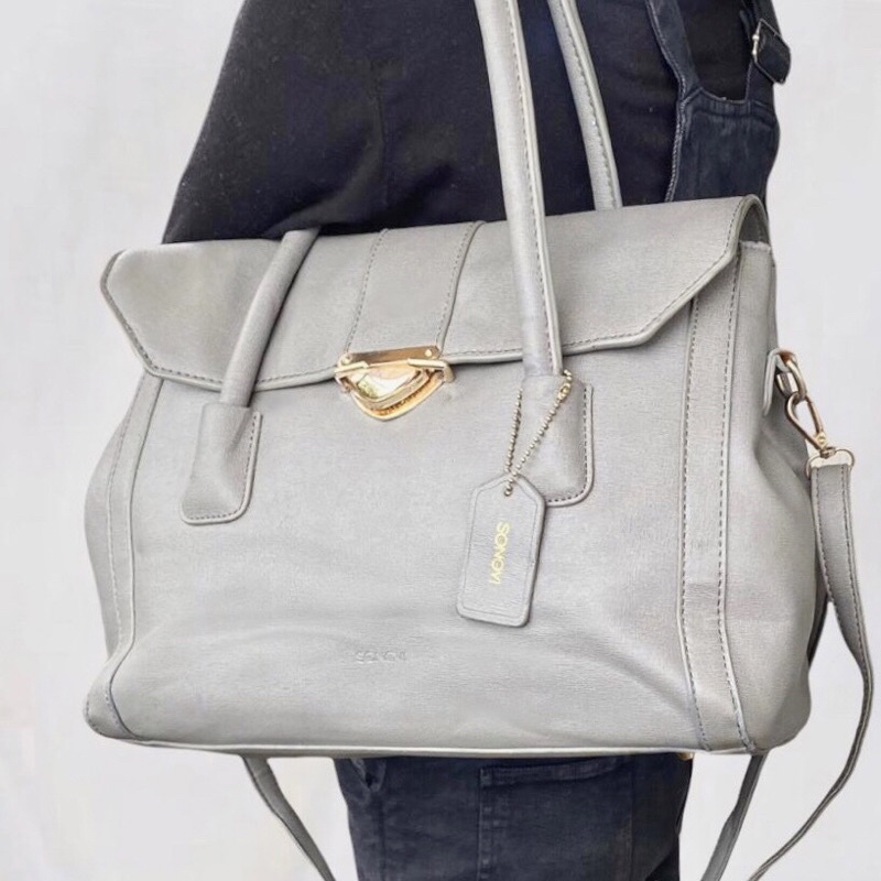 SONOVI                                                                                 hand bag / sling bag                                                                     preloved prelove pl handbag handle satchel tas kerja abu grey gray warna netral