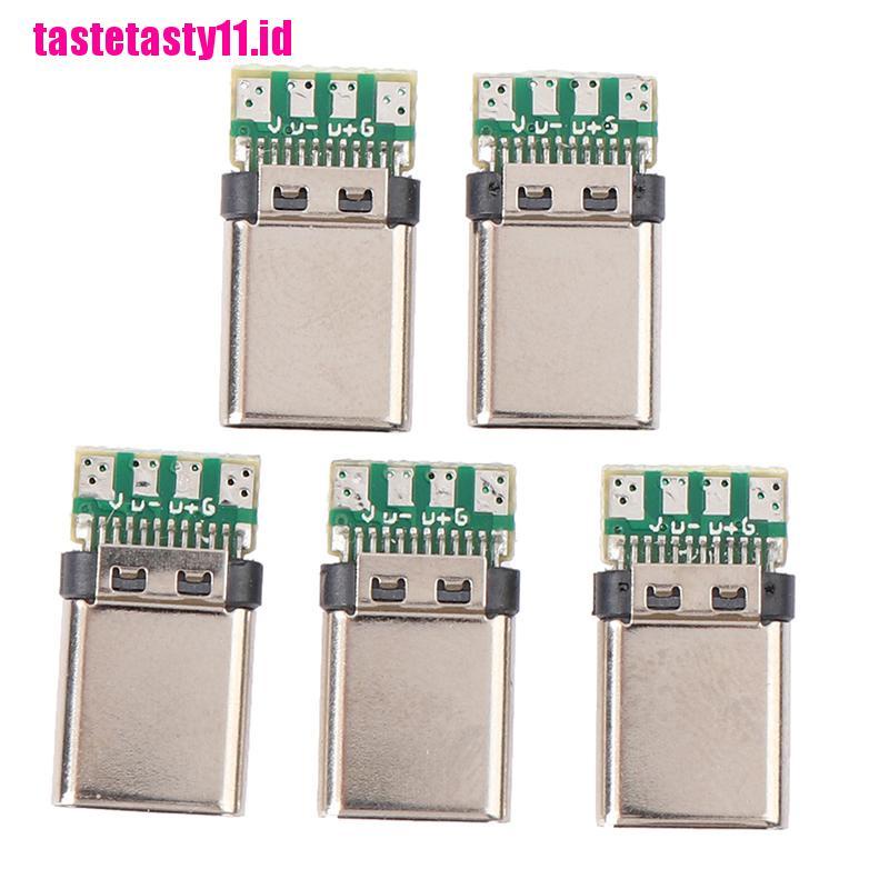 5pcs Konektor Soket Plug Solder USB 3.1 Tipe C Male DIY Untuk PC