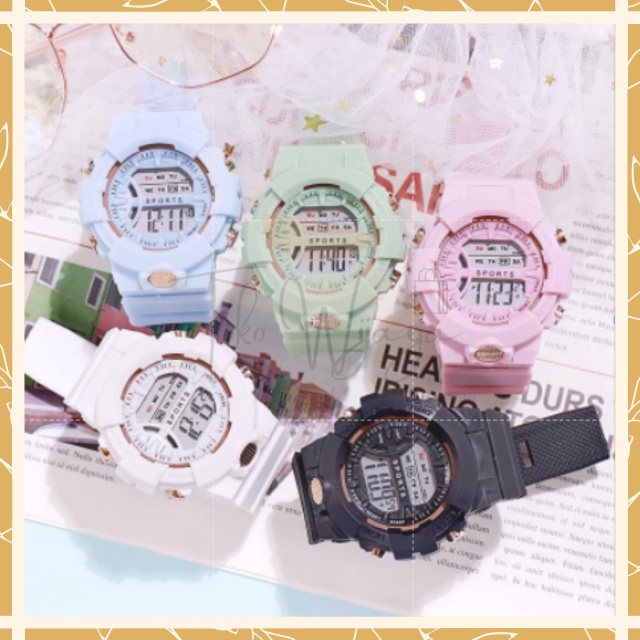 Jam Tangan Rubber Jam Tangan Karet Digital Sport Bulat Wanita Dan Pria