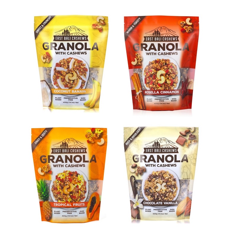 East Bali Cashews Granola 400gr Oats Cereal Sereal Oat Natural Vegan Oatmeal WHS