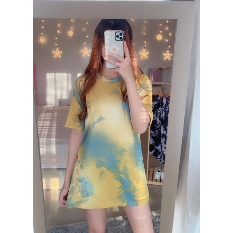 TOP OVERSIZE TIEDYE Atasan kaos lengan pendek casual santai tie dye t-shirt motif ikat hits daily