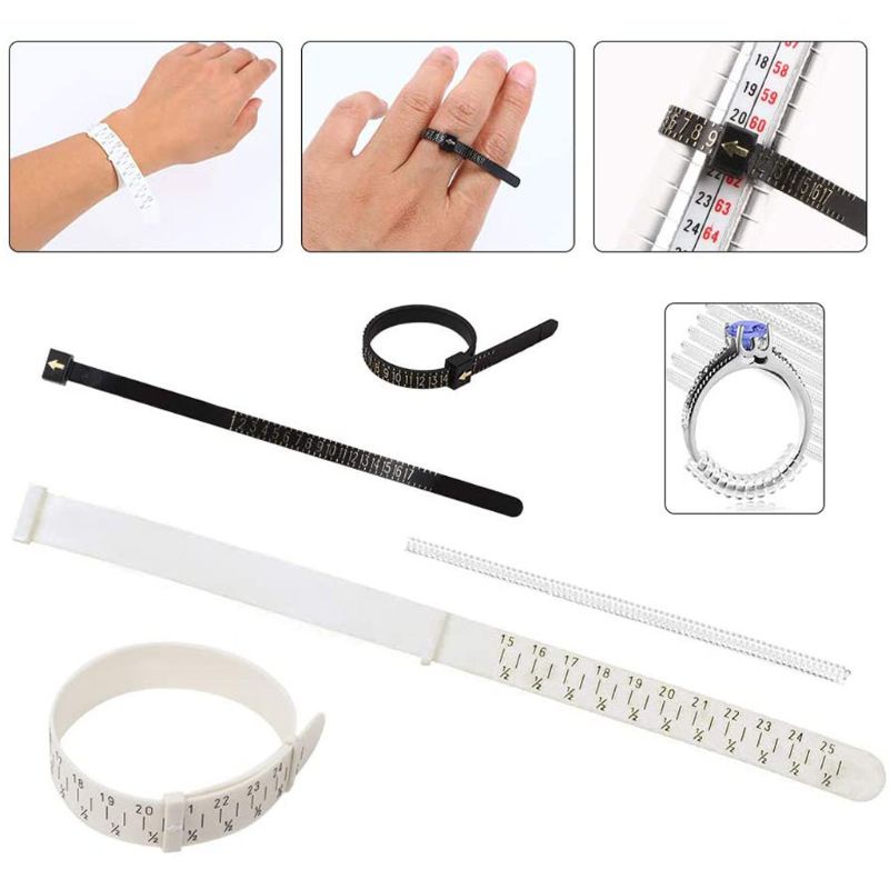 SIY  11Pcs Metal Mandrel Finger Sizing Measuring Stick Ring Sizer Guage Jewelers Hammer Wooden Ring Clamp Jewelry Tools Kit