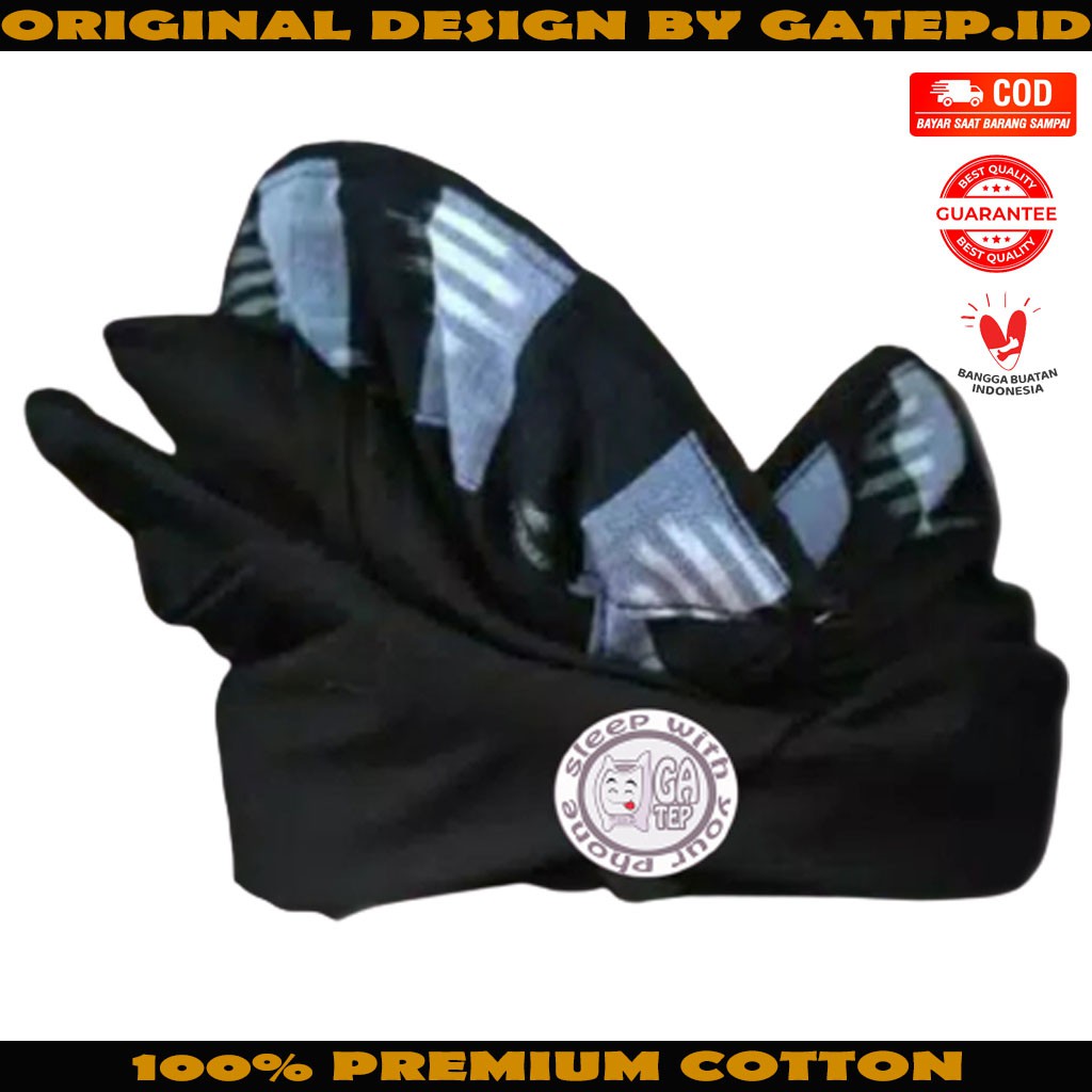 Udeng Bali Hitam Polos Tepi Endek Poleng Setengah Jadi / Ikat Kepala Bali / Topi Bali / Blangkon