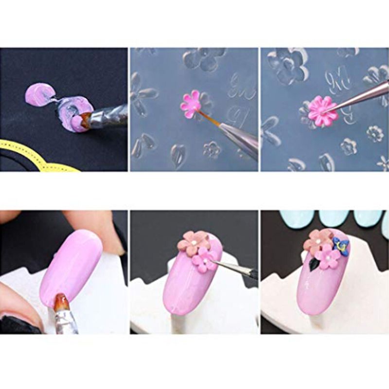 Siy 10pcs Cetakan Silikon Bentuk Daunbunga Untuk Nail Art Uv Gel Akrilik Diy