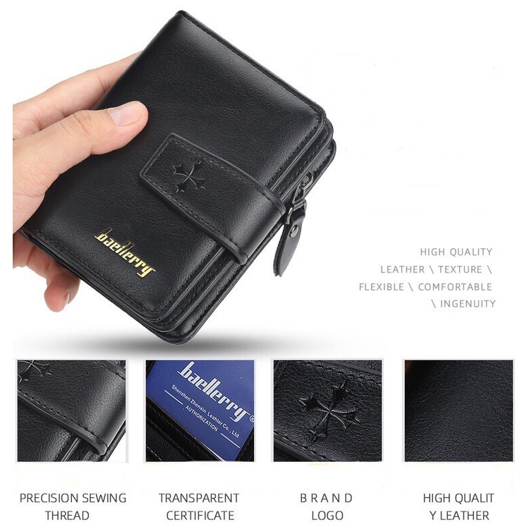 Dompet Pendek Lipat Dompet Kulit Tebal Pria Baellery D9155