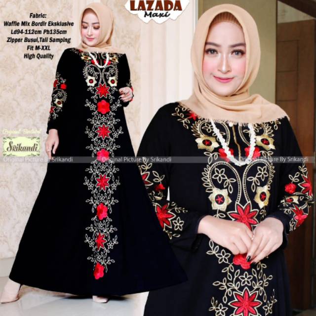 GAMIS BORDIR // GAMIS BORDIR BY SRIKANDI // GAMIS BAHAN WAFFLE
