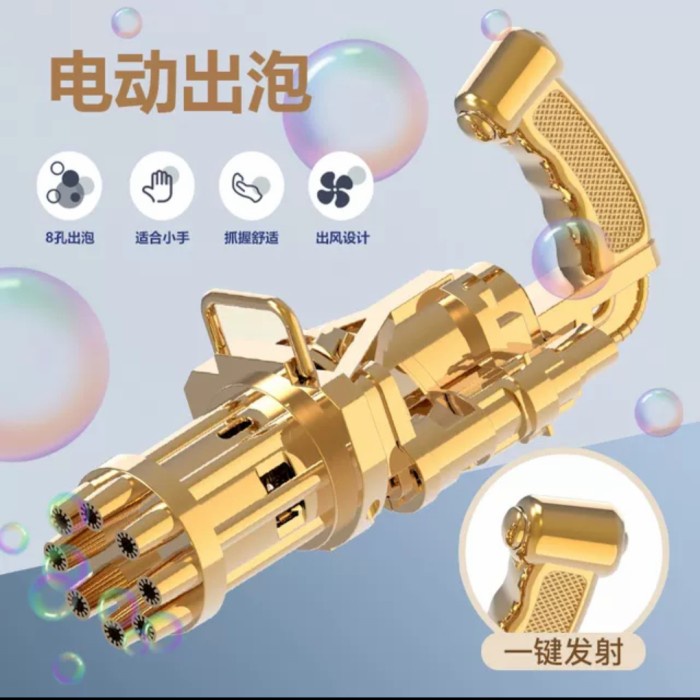 BAYI-RUANG-LUAR-MAINAN- GATLING BUBBLE GUN BIBLE MACHINE MESIN PISTOL TEMBAK AIR - BLACK -MAINAN-