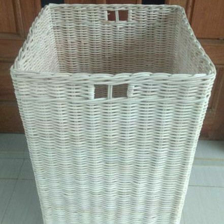 Keranjang rotan kotak persegi laundry tutup penyimpanan besar jumbo  40x40x65 cm