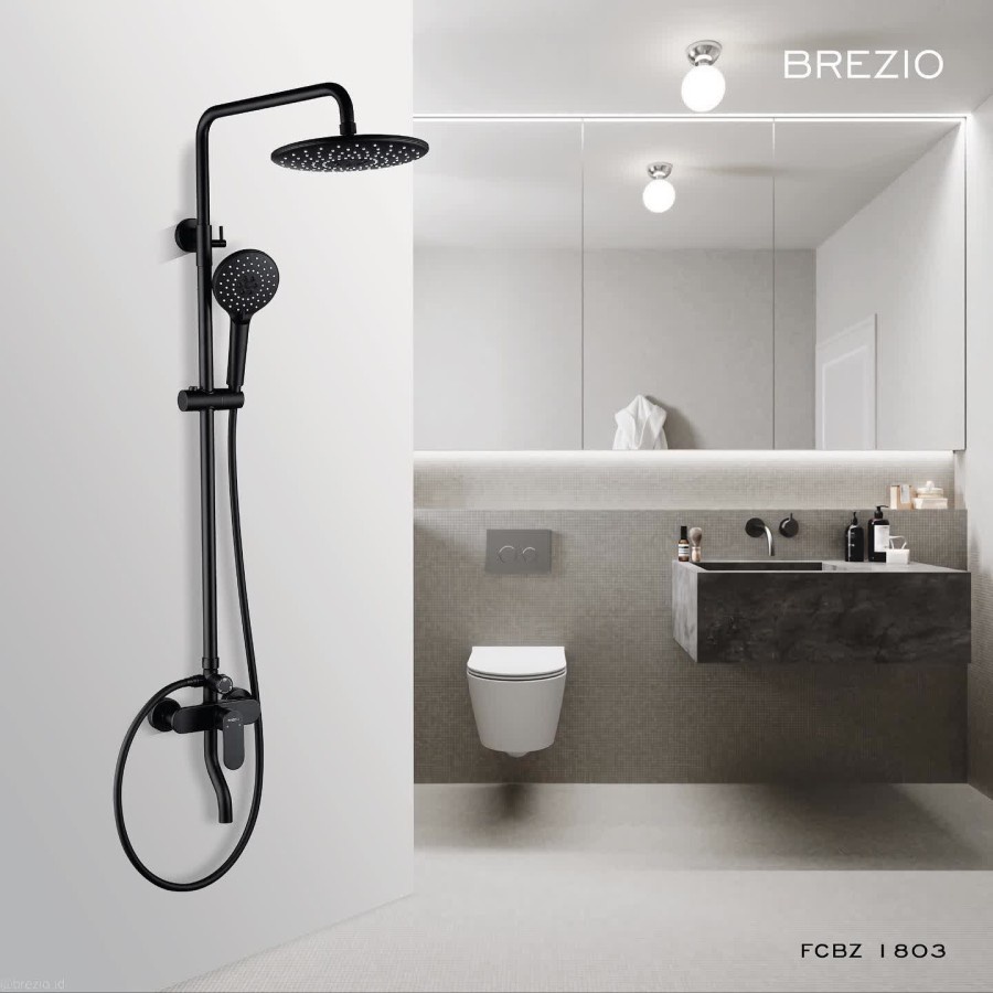 Jual Shower Tiang Set Column Brezio Fcbz Panas Dingin Matte Black