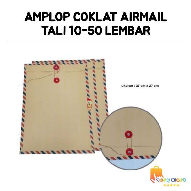 

AMPLOP COKLAT AIRMAIL SIZE F4 10-50 LEMBAR