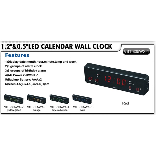 Jual Electronic LED Digital Wall Clock with Temperature Humidity