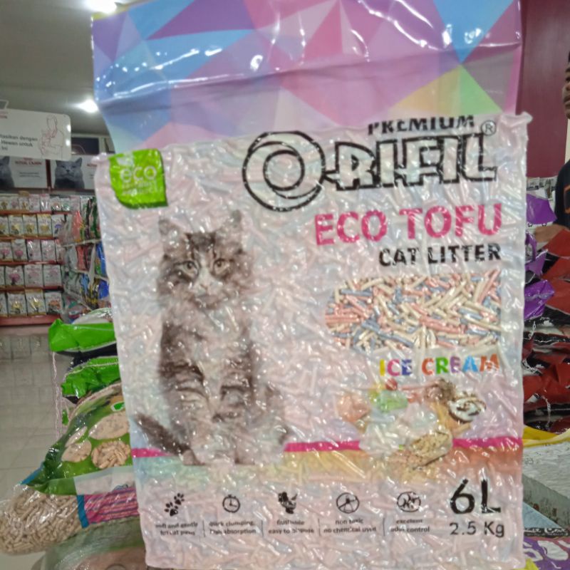 Pasir Orifil Eco Tofu Soya 6ltr Pasir Wangi Gumpal - Ice Cream