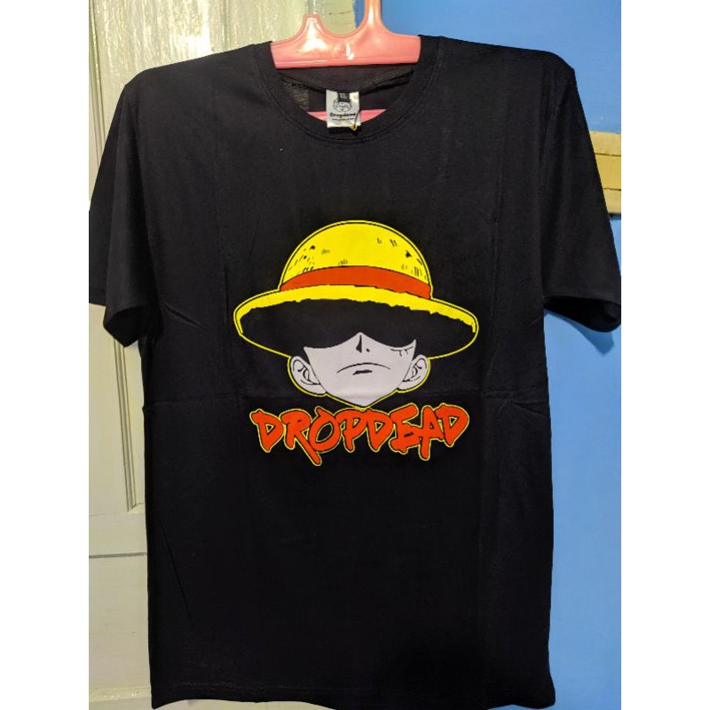 Baju Distro DropDead Gambar One Piece Warna Hitam Belakang Polos Ukuran L, XL - Ilham Zaelani Shop