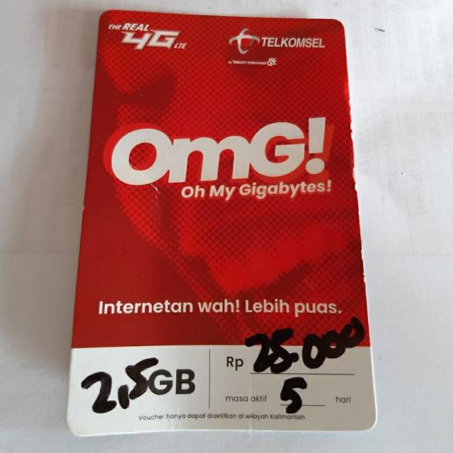 Voucher internet TELKOMSEL 2.5 GB masa aktif 5 hari